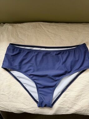 Navy Blue Mid Rise Bikini Bottom